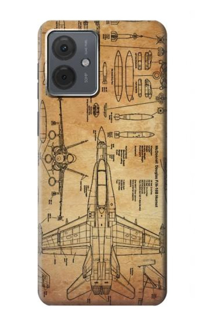 S3868 Aircraft Blueprint Old Paper Case Cover Custodia per Motorola Moto G14