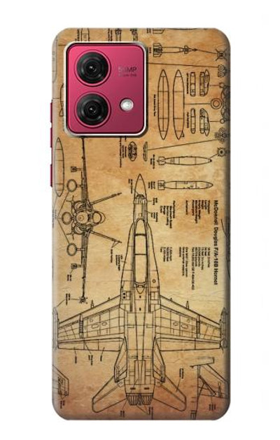 S3868 Aircraft Blueprint Old Paper Case Cover Custodia per Motorola Moto G84