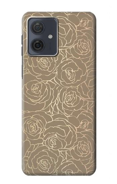 S3466 Gold Rose Pattern Case Cover Custodia per Motorola Moto G54