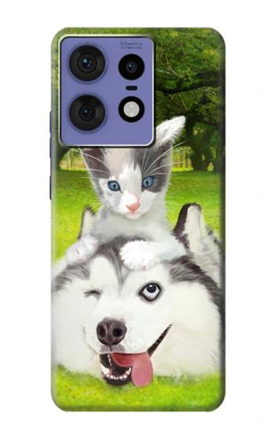 S3795 Kitten Cat Playful Siberian Husky Dog Paint Case Cover Custodia per Motorola Edge 50 Fusion
