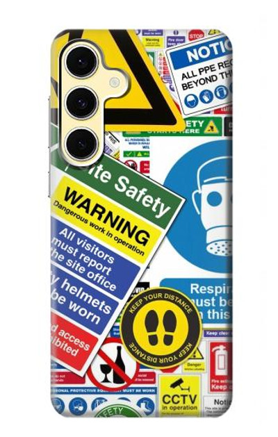 S3960 Safety Signs Sticker Collage Case Cover Custodia per Samsung Galaxy S24 FE