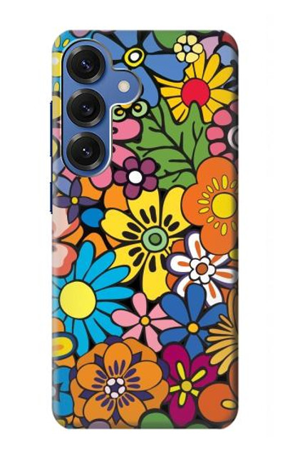 S3281 Colorful Hippie Flowers Pattern Case Cover Custodia per Samsung Galaxy S25