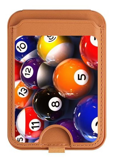 S2238 Billiard Pool Ball Magnetic Card Holder Wallet Stand with MagSafe for iPhone 16 15 14 13 Pro Max