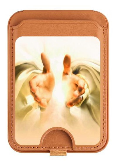 S2546 Hand of God Heaven Magnetic Card Holder Wallet Stand with MagSafe for iPhone 16 15 14 13 Pro Max