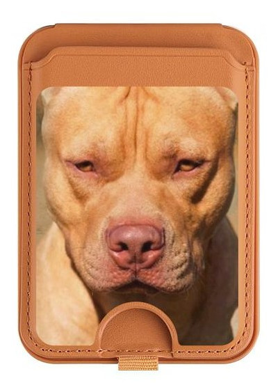S2903 American Pitbull Dog Magnetic Card Holder Wallet Stand with MagSafe for iPhone 16 15 14 13 Pro Max
