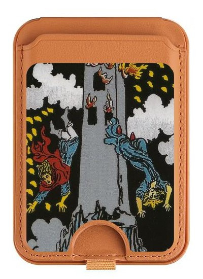 S3745 Tarot Card The Tower Magnetic Card Holder Wallet Stand with MagSafe for iPhone 16 15 14 13 Pro Max