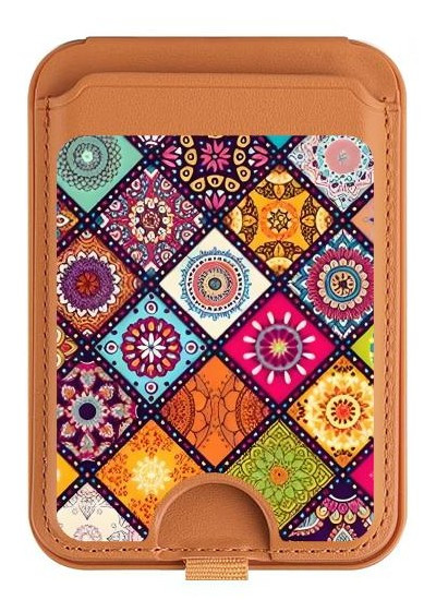 S3943 Maldalas Pattern Magnetic Card Holder Wallet Stand with MagSafe for iPhone 16 15 14 13 Pro Max