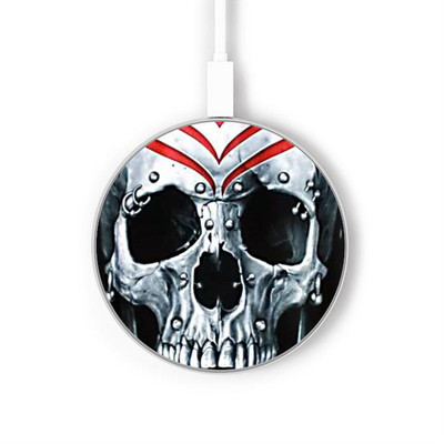 S0223 Vampire Skull Tattoo Caricabatterie wireless da 15W, tipo C, per iPhone e Android, con luce LED
