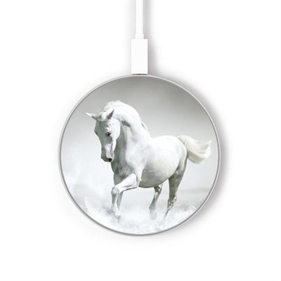 S0932 White Horse Caricabatterie wireless da 15W, tipo C, per iPhone e Android, con luce LED