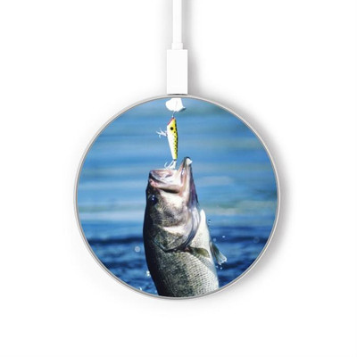 S1594 Bass Fishing Caricabatterie wireless da 15W, tipo C, per iPhone e Android, con luce LED S1594 Bass Fishing Caricabatterie wireless da 15W, tipo C, per iPhone e Android, con luce LED