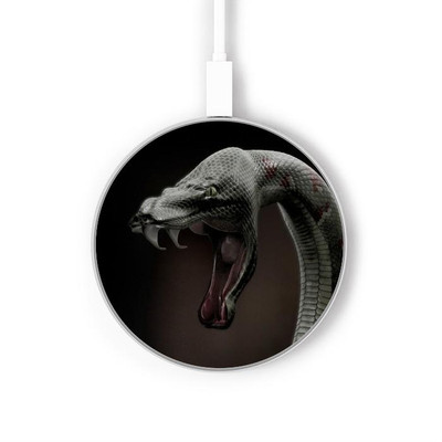S1597 Black Mamba Snake Caricabatterie wireless da 15W, tipo C, per iPhone e Android, con luce LED