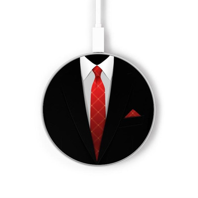 S1805 Black Suit Caricabatterie wireless da 15W, tipo C, per iPhone e Android, con luce LED