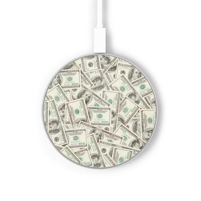 S2077 Money Dollar Banknotes Caricabatterie wireless da 15W, tipo C, per iPhone e Android, con luce LED