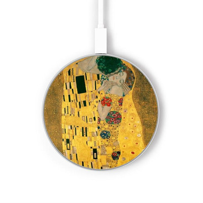 S2137 Gustav Klimt The Kiss Caricabatterie wireless da 15W, tipo C, per iPhone e Android, con luce LED