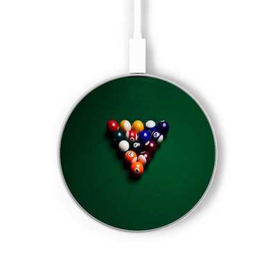 S2239 Billiard Pool Caricabatterie wireless da 15W, tipo C, per iPhone e Android, con luce LED