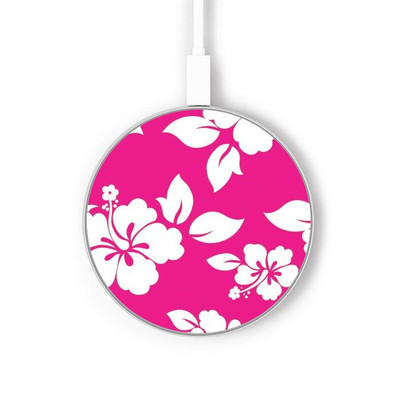 S2246 Hawaiian Hibiscus Pink Pattern Caricabatterie wireless da 15W, tipo C, per iPhone e Android, con luce LED S2246 Hawaiian Hibiscus Pink Pattern Caricabatterie wireless da 15W, tipo C, per iPhone e Android, con luce LED