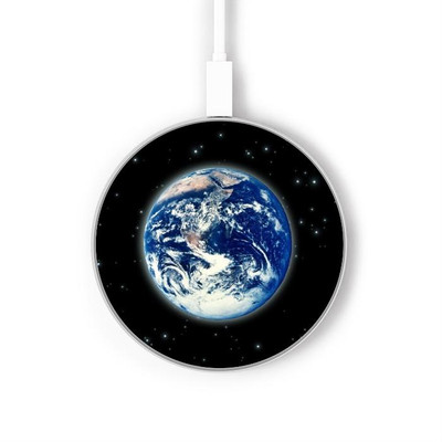 S2266 Earth Planet Space Star nebula Caricabatterie wireless da 15W, tipo C, per iPhone e Android, con luce LED
