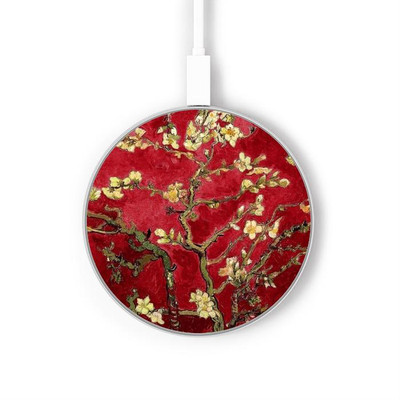 S2414 Red Blossoming Almond Tree Van Gogh Caricabatterie wireless da 15W, tipo C, per iPhone e Android, con luce LED S2414 Red Blossoming Almond Tree Van Gogh Caricabatterie wireless da 15W, tipo C, per iPhone e Android, con luce LED