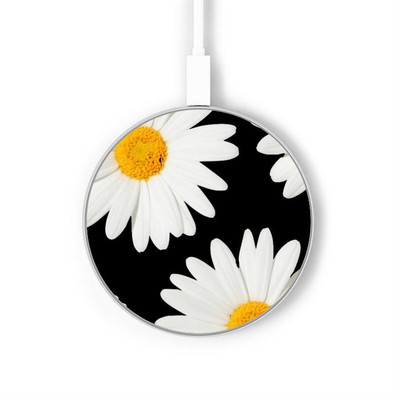 S2477 Daisy flower Caricabatterie wireless da 15W, tipo C, per iPhone e Android, con luce LED