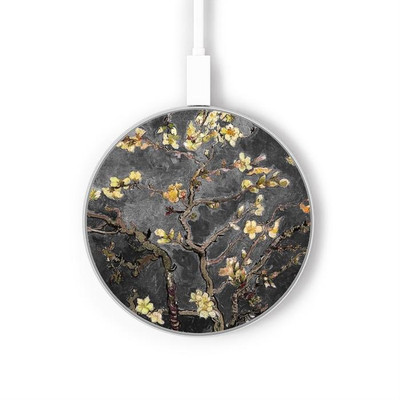 S2664 Black Blossoming Almond Tree Van Gogh Caricabatterie wireless da 15W, tipo C, per iPhone e Android, con luce LED S2664 Black Blossoming Almond Tree Van Gogh Caricabatterie wireless da 15W, tipo C, per iPhone e Android, con luce LED