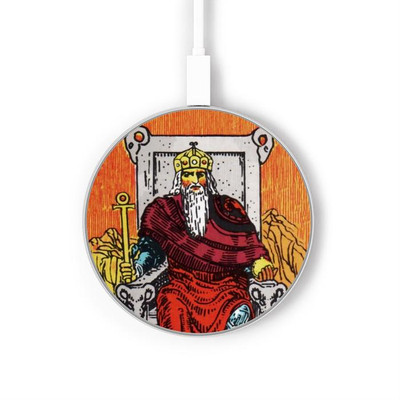 S2808 Tarot Card The Emperor Caricabatterie wireless da 15W, tipo C, per iPhone e Android, con luce LED