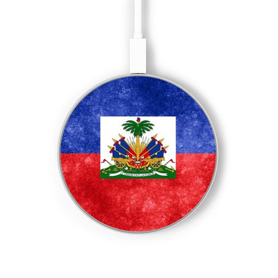 S3022 Haiti Flag Caricabatterie wireless da 15W, tipo C, per iPhone e Android, con luce LED