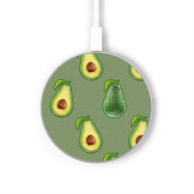 S3285 Avocado Fruit Pattern Caricabatterie wireless da 15W, tipo C, per iPhone e Android, con luce LED