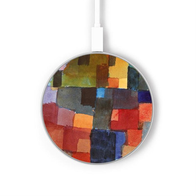 S3341 Paul Klee Raumarchitekturen Caricabatterie wireless da 15W, tipo C, per iPhone e Android, con luce LED
