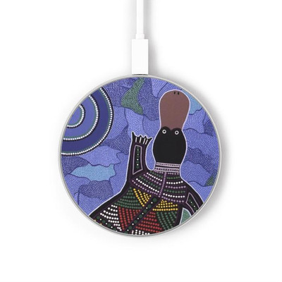 S3387 Platypus Australian Aboriginal Art Caricabatterie wireless da 15W, tipo C, per iPhone e Android, con luce LED