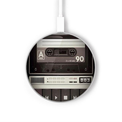 S3501 Vintage Cassette Player Caricabatterie wireless da 15W, tipo C, per iPhone e Android, con luce LED