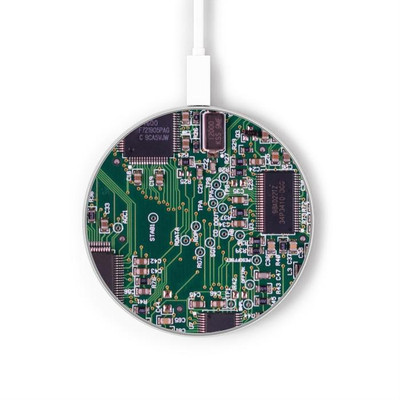 S3519 Electronics Circuit Board Graphic Caricabatterie wireless da 15W, tipo C, per iPhone e Android, con luce LED