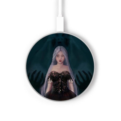 S3847 Lilith Devil Bride Gothic Girl Skull Grim Reaper Caricabatterie wireless da 15W, tipo C, per iPhone e Android, con luce LED