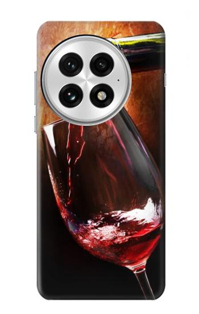 S2396 Red Wine Bottle And Glass Case Cover Custodia per OnePlus 13