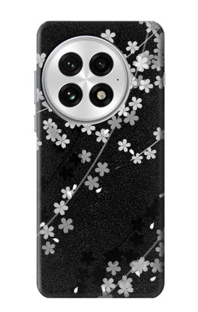 S2544 Japanese Kimono Style Black Flower Pattern Case Cover Custodia per OnePlus 13