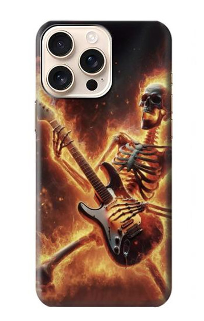 S3984 Fire Skeleton Playing Guitar Case Cover Custodia per iPhone 16 pro max