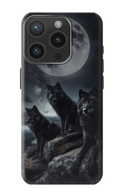 S3970 Black Wolf Full Moon Case Cover Custodia per iPhone 15 Pro