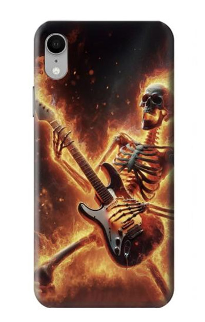 S3984 Fire Skeleton Playing Guitar Case Cover Custodia per iPhone XR