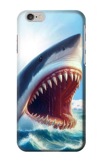 S4004 Oil Color Painting Giant Shark Case Cover Custodia per iPhone 6 6S