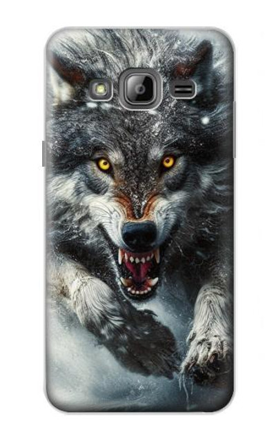 S3965 Angry Wolf Running Case Cover Custodia per Samsung Galaxy J3 (2016)