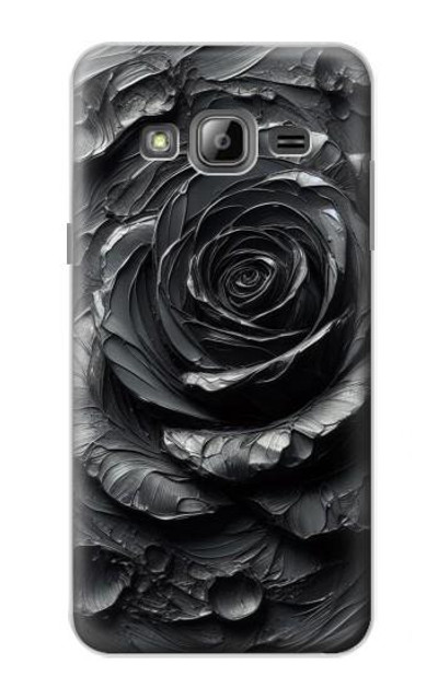 S3969 Black Rose Hard Brush Stroke Case Cover Custodia per Samsung Galaxy J3 (2016)