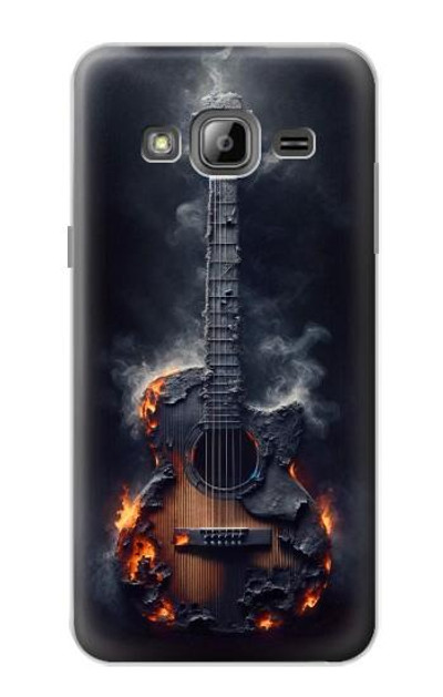S3972 Burned Acoustic Guitar Graphic Case Cover Custodia per Samsung Galaxy J3 (2016)