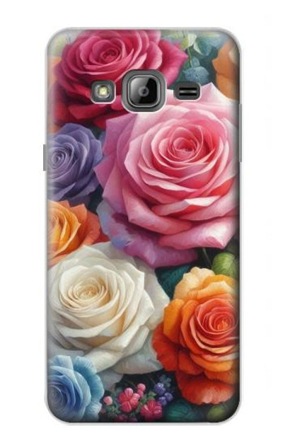 S3975 Colorful Roses Painting Case Cover Custodia per Samsung Galaxy J3 (2016)