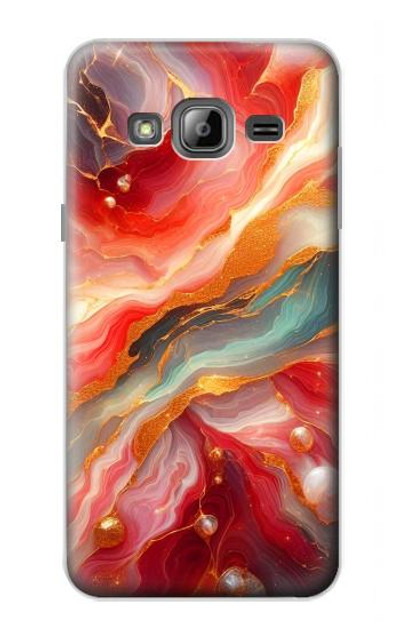S4012 Red Marble Gold Veins Case Cover Custodia per Samsung Galaxy J3 (2016)