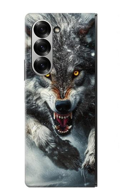 S3965 Angry Wolf Running Case Cover Custodia per Samsung Galaxy Z Fold 6