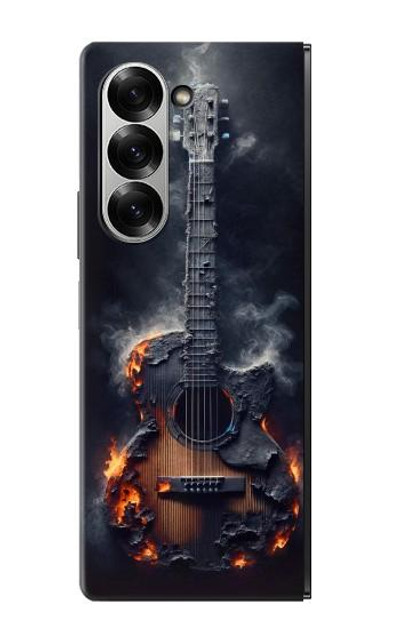 S3972 Burned Acoustic Guitar Graphic Case Cover Custodia per Samsung Galaxy Z Fold 6