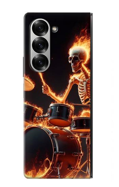 S3985 Fire Skull Drummer Case Cover Custodia per Samsung Galaxy Z Fold 6