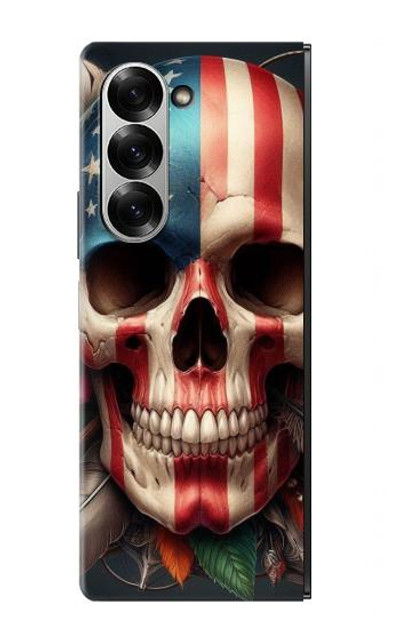 S4015 Skull American Flag Case Cover Custodia per Samsung Galaxy Z Fold 6