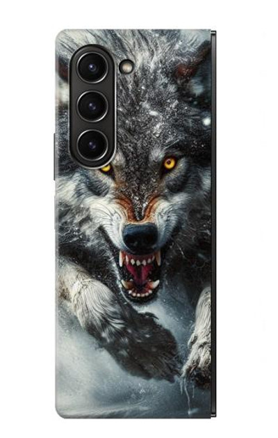 S3965 Angry Wolf Running Case Cover Custodia per Samsung Galaxy Z Fold 5