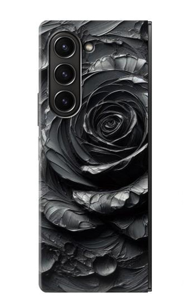 S3969 Black Rose Hard Brush Stroke Case Cover Custodia per Samsung Galaxy Z Fold 5
