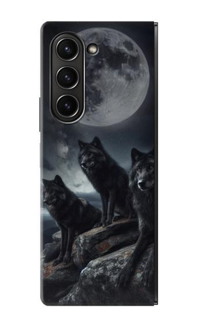 S3970 Black Wolf Full Moon Case Cover Custodia per Samsung Galaxy Z Fold 5